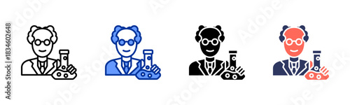Scientist icon set multiple style collection