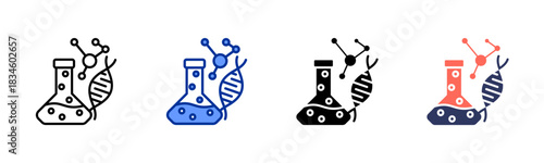 Biochemistry icon set multiple style collection