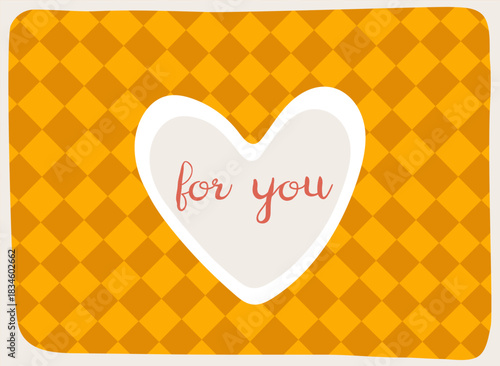 Heart For You on Checkered Background