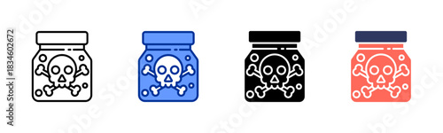 Poison icon set multiple style collection