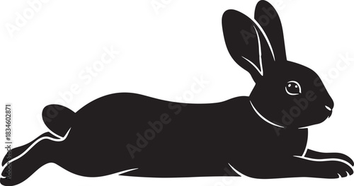 Black lop-eared rabbit silhouette vector art for design projects