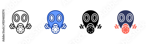 Gas Mask icon set multiple style collection
