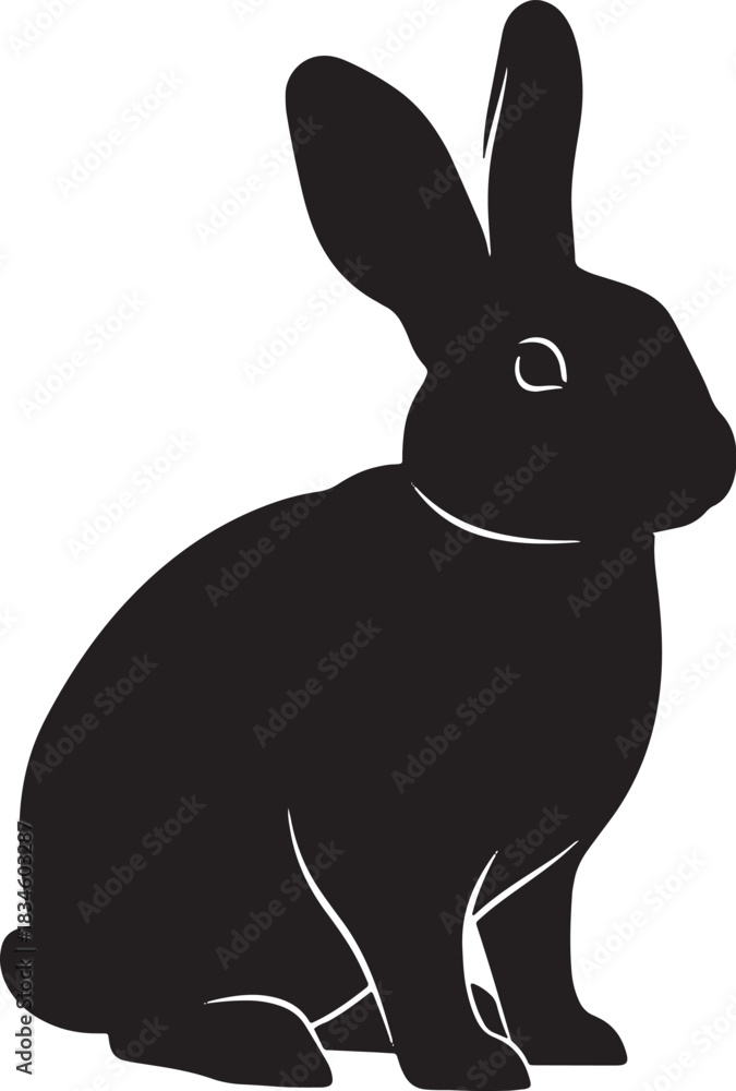 Obraz premium Lop-eared rabbit silhouette vector illustration side view icon