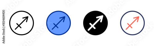 Sagittarius icon set multiple style collection