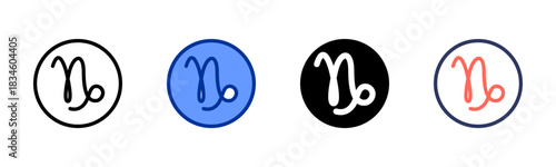 Capricorn icon set multiple style collection