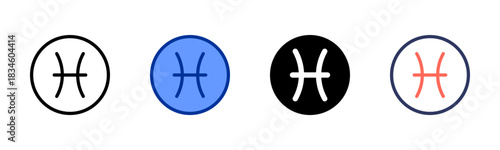 Pisces icon set multiple style collection