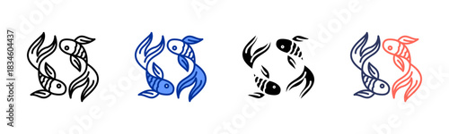 Pisces icon set multiple style collection