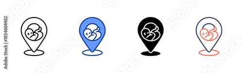 Place Of Birth icon set multiple style collection