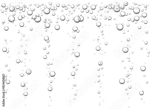 Vector illustration of water bubbles rising in an underwater scene. The fizzy bubbles create an air-filled background
