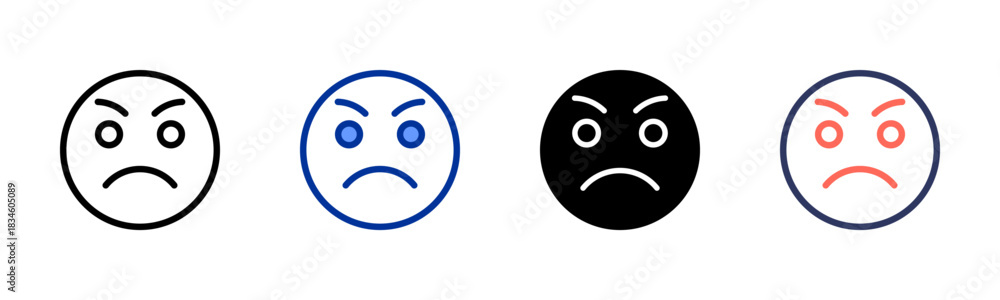 Fototapeta premium Sad Face icon set multiple style collection