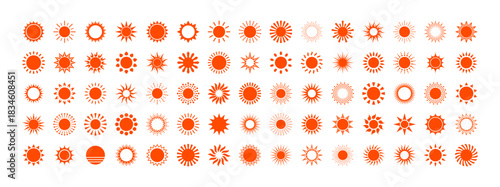 太陽のアイコンセット｜シンプルなシンボルベクター素材