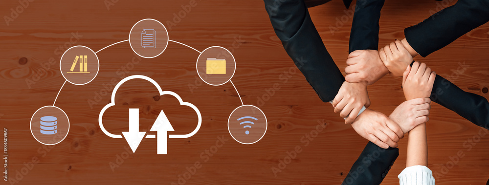 Obraz premium Cloud computing enhances data integration, improves workflow, and enables secure global collaboration Parse