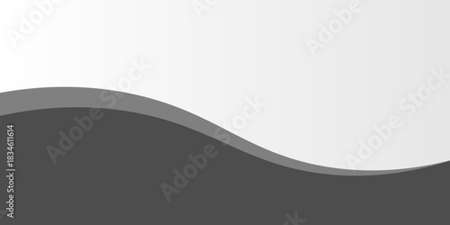 Minimalist black and gray wave vector design with smooth flowing curves at the bottom, transitioning into a clean white background. Ideal for banners, footers, or modern layouts.