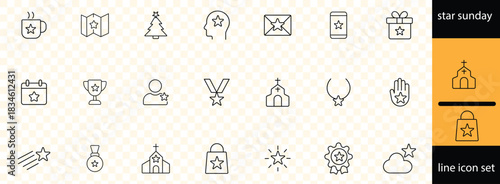 linear symbols ritual, prayer, church, faith, christianity. Thin web icons. Christianity linear icon collection. Editable stroke