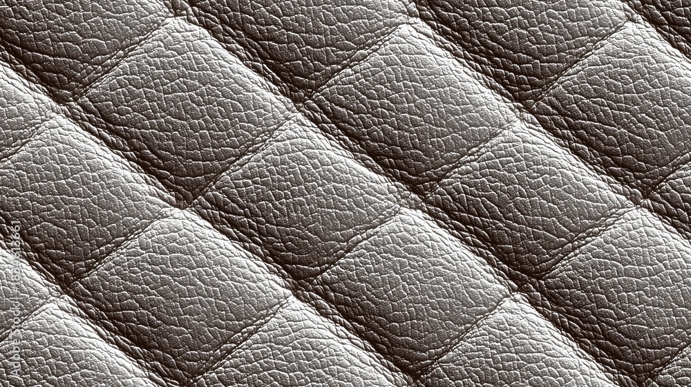 Naklejka premium Close-up View of Textured Brown Leather with Quilted Pattern for Background Design and Upholstery