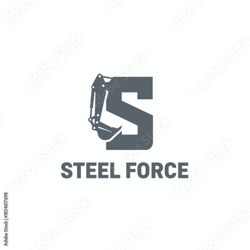 Letter S Excavator Arm Construction Logo