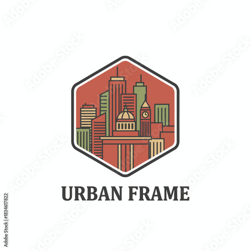 Urban Frame City Skyline Real Estate and Development Logo