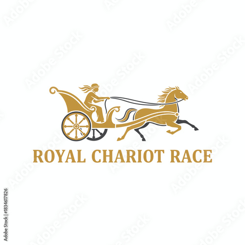 Vintage Mythological Horse Carriage Emblem Representing Speed, Power, and Ancient Nobility