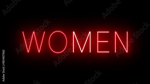 Retro red neon sign against a black background with the word