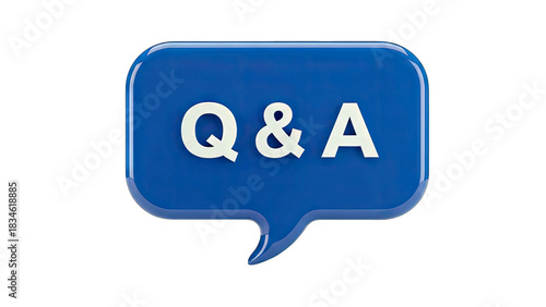 Blue Speech Bubble With Q And A Text On Transparent Background Isolated