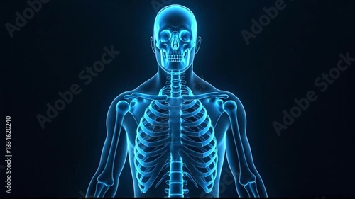 Wallpaper Mural Visualize a detailed digital representation of a human spine and skeletal system from behind in a futuristic style Torontodigital.ca