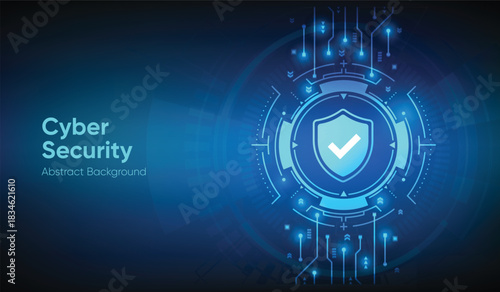 Cyber Security Verified. Glowing Shield Checkmark and Compliance Vector