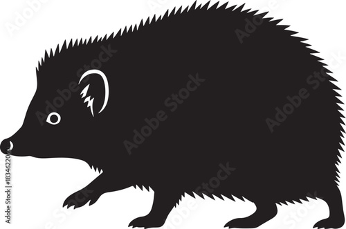 Hedgehog silhouette isolated on white background vector illustration