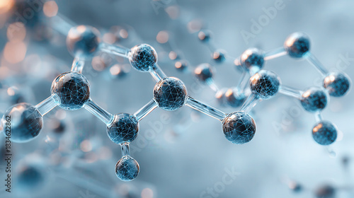 Fototapeta Naklejka Na Ścianę i Meble -  Abstract 3d molecular structure with glowing spheres and bonds