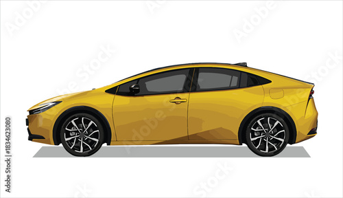 Luxury premium realistic fast speed yellow coupe sport color side view new 3d car urban electric eco power style model lifestyle business work modern art design vector template isolated