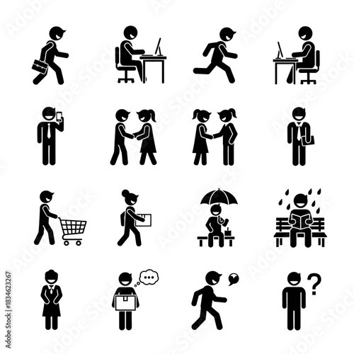 Pictogram Set - People in Various Activities and Situations.