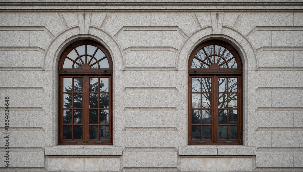 Fototapeta premium Captivating architectural detail with symmetrical reflections