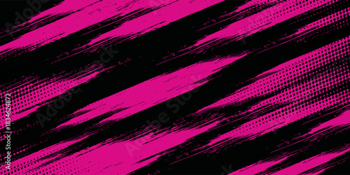 Black pink brush pattern car sticker, banner, sporty abstract lines, black pink color combination, grunge brush pattern.
