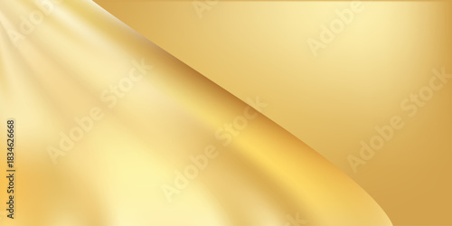 Luxurious Gold Silk Fabric Background with Light Rays. Modern Trendy design in Vector Illustration