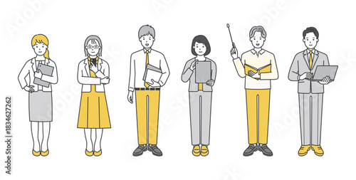 働くビジネスパーソンのイラストセット素材