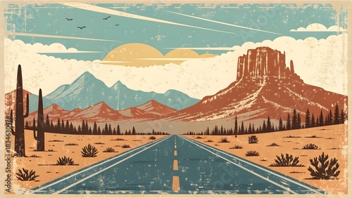 Mountain landscape with road and valley view