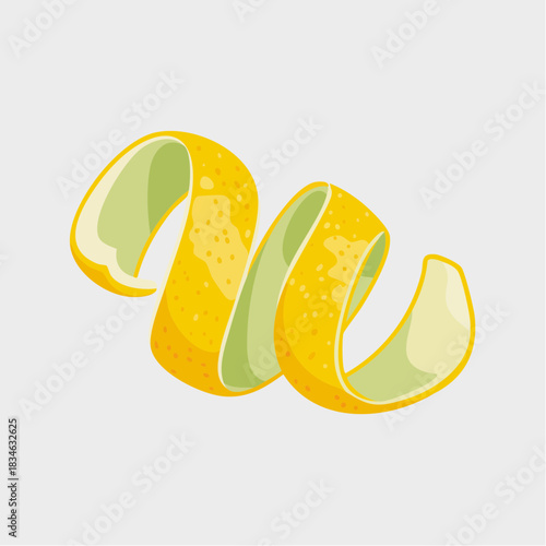 Lemon Peel Swirl Citrus Twist Illustration.
