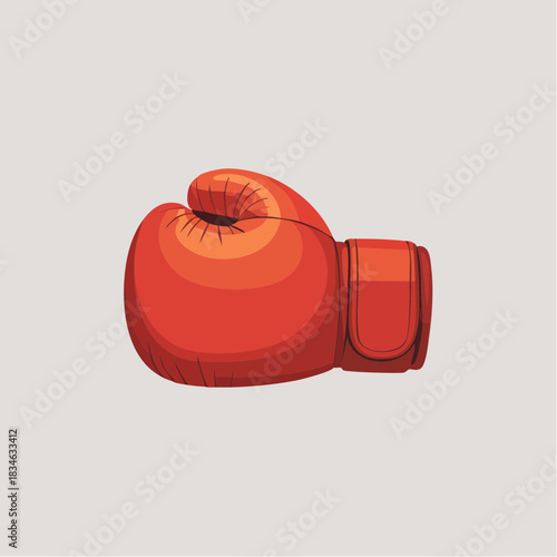 Red Boxing Glove Isolated on Gray Background.