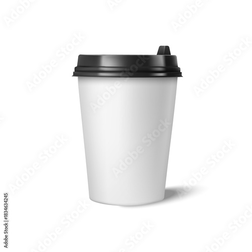 Wallpaper Mural Disposable White Paper Coffee Cup with Black Plastic Lid Isolated Torontodigital.ca