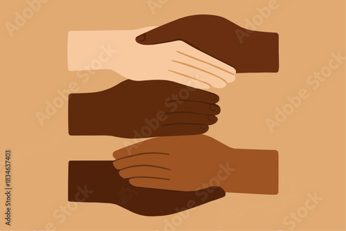 Racial Equality Hands Flat Vector
