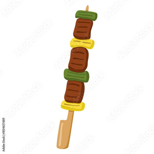 kebab skewer with vegetable illustration 