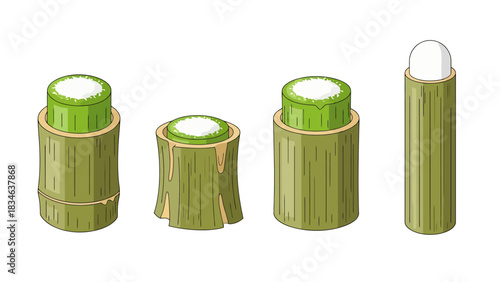 Natural Bamboo Tube Packaging for Cosmetics and Food Products sweet dessert indonesian food putu bambu traditional