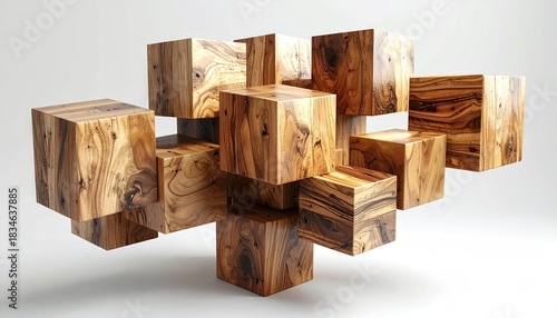 Fototapeta Naklejka Na Ścianę i Meble -  Wooden Blocks Floating.