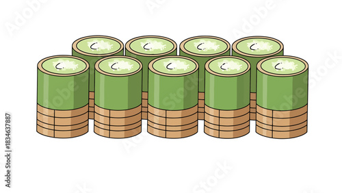 Healthy Green Tea Flavored Rolled Rice Food Arrangement sweet dessert indonesian food putu bambu traditional