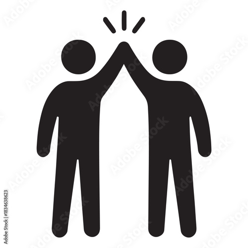 High five icon set with two people celebrating success or agreement icon vector silhouette