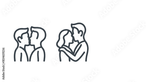 A romantic couple line art illustration symbolizing affection and intimacy.