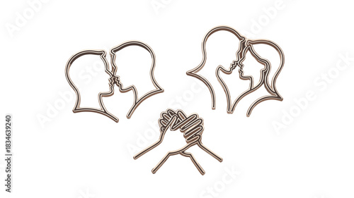 Abstract line art depicting moments of love and affection.