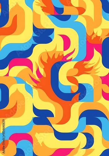 Vibrant abstract geometric background with fire design, dynamic pattern