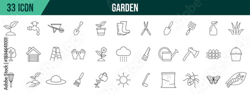 Garden icons collection, editable and resizable vector icon templates.
