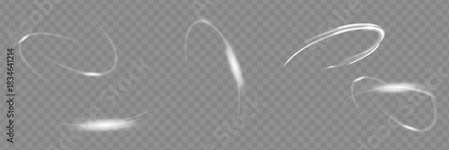 White glowing shiny lines effect vector background. Luminous white lines of speed. Light glowing effect. Light trail wave, fire path trace line and incandescence curve twirl.