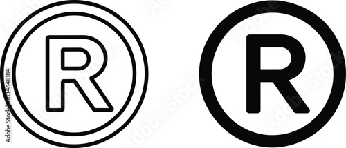 Registered trademark symbol vector illustration, black and white icon design, intellectual property protection, legal copyright sign, branding and logo registration concept